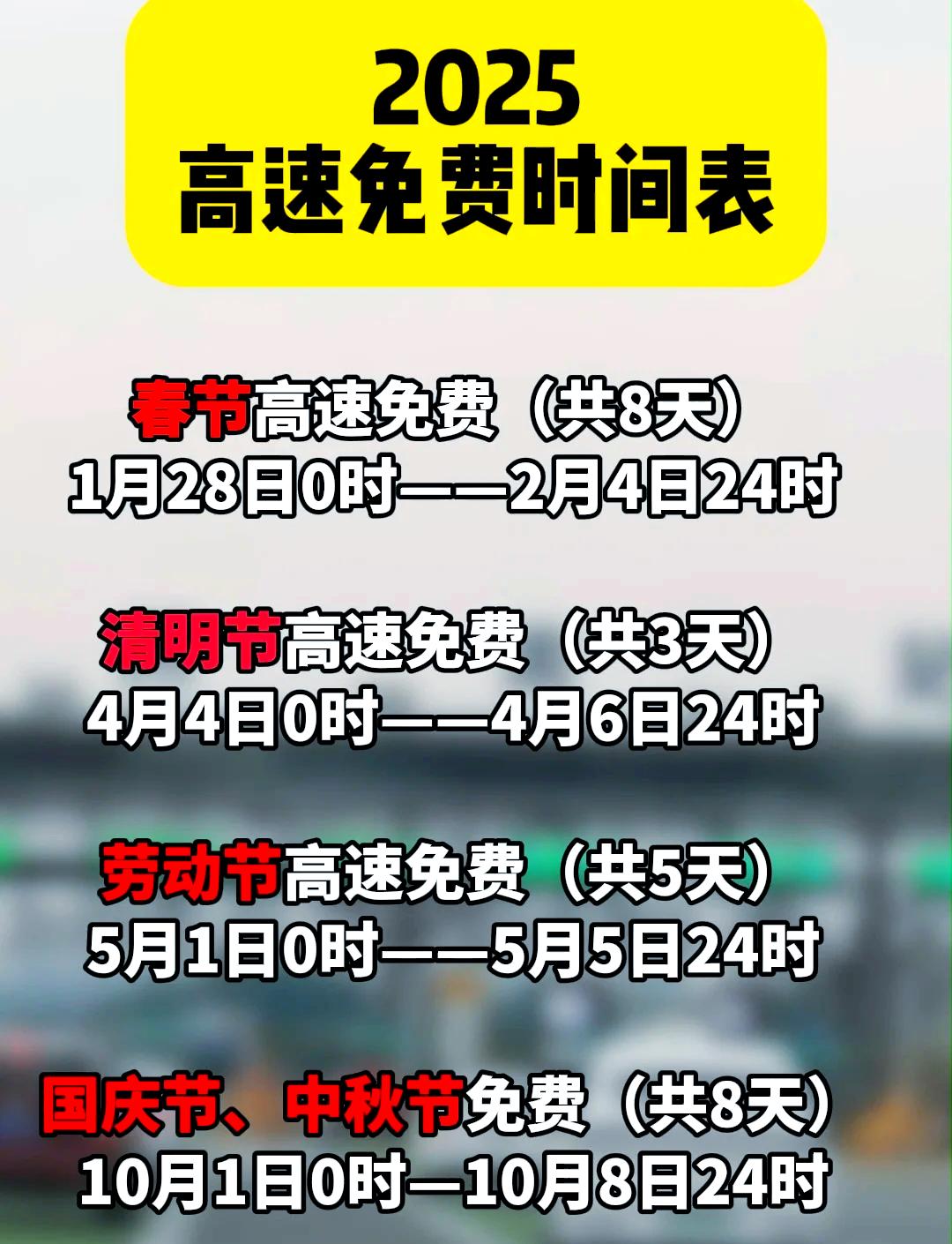 【2022年春节高速免费时间表/202021年春节高速免费时间】-第1张图片